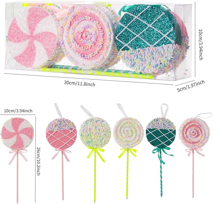 LANGXUN 6pcs Lollipop Candy Land 2025 Xmas Birthday Party Wedding Suppiles Decoration, Hanging Candy Cane Christmas Tree Décor, Christmas Decorative Hanging Ornaments Crafts