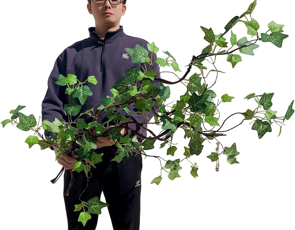 artificial rattan tree vines with creeper leaves climbing shown in use