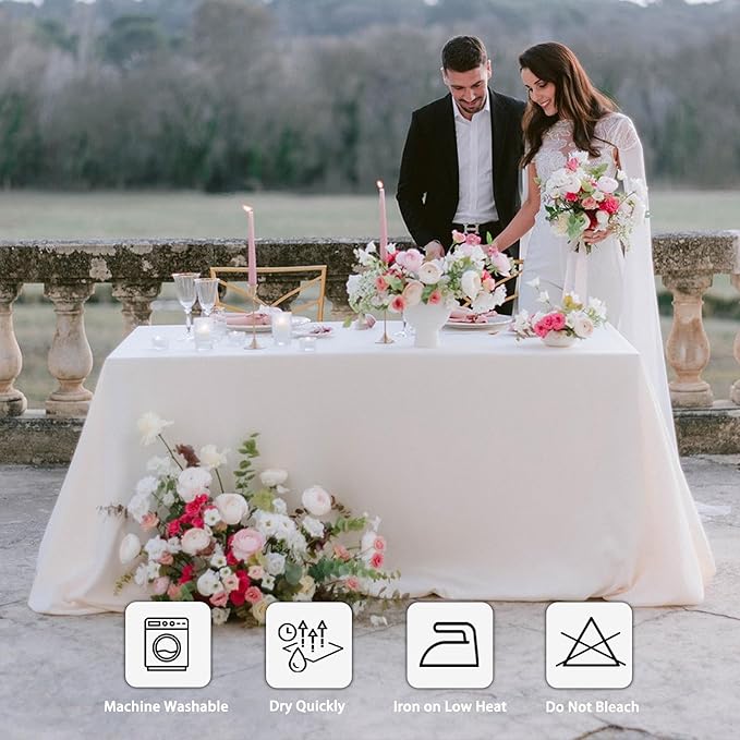 8 Pack White Table Cloth 90 x 156 Inch Rectangular Tablecloths for 8 Foot Rectangle Tables, Wrinkle Resistant White Tablecloth Washable Polyester Fabric Table Covers for Party Wedding Banquet