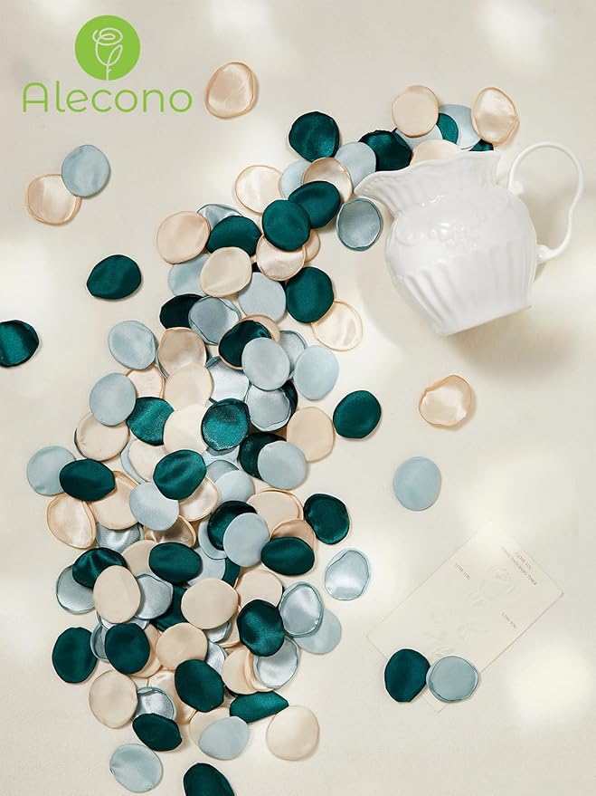Alecono 𝟰𝟬𝟬𝙋𝙘𝙨 Silk Rose Petals, Green Fake Rose Petals for Wedding Decor, Flower Petals Decrations for Flower Girl Basket Birthday Party Decor