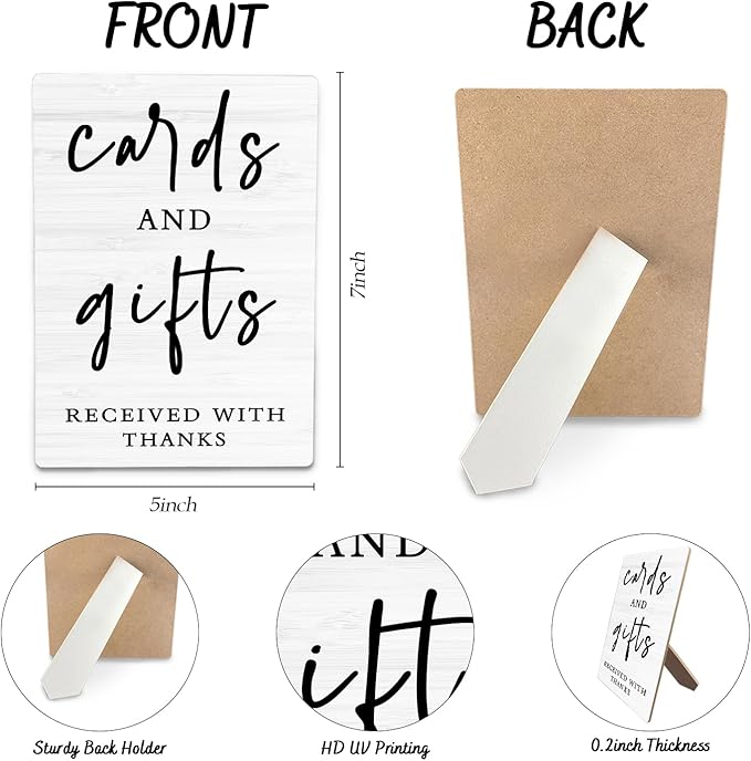 Cards And Gifts Wedding Sign, 5x7inch - Ceremony & Reception Gift Table Decor