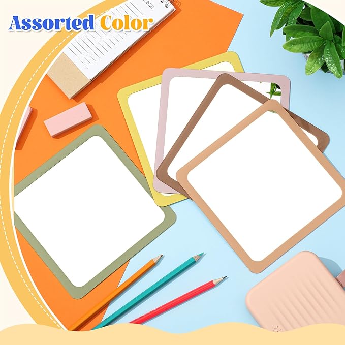 Dandat 10 Pcs Small Mirrors for Kids 6 x 6 Inch Square Shatter Proof Reflector Toddler Glass Plastic Reflector for Classroom DIY Craft Preschool Facial Expression (Earth Colors)