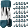 Clothes Pins Heavy Duty 30 Pack - 2.17 Inch Metal Chip Clips, Clothespins for Photo Drying Clothesline Laundry Sock, Bag Clips for Food Kitchen Stainless Steel with Rubber, Dark Green