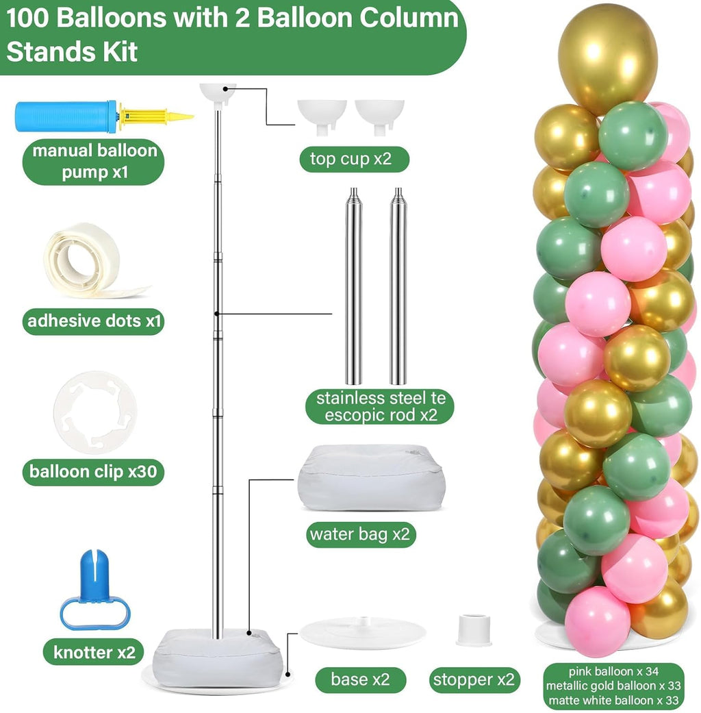 2 sets adjustable balloon column stand kit with shown in use