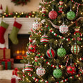 Valery Madelyn Christmas Ornaments Set, 16ct Red Green White Shatterproof Christmas Tree Decorations Ball Ornaments Bulk, 2.36 Inch Hanging Ornaments for Xmas Trees Holiday Party Decor