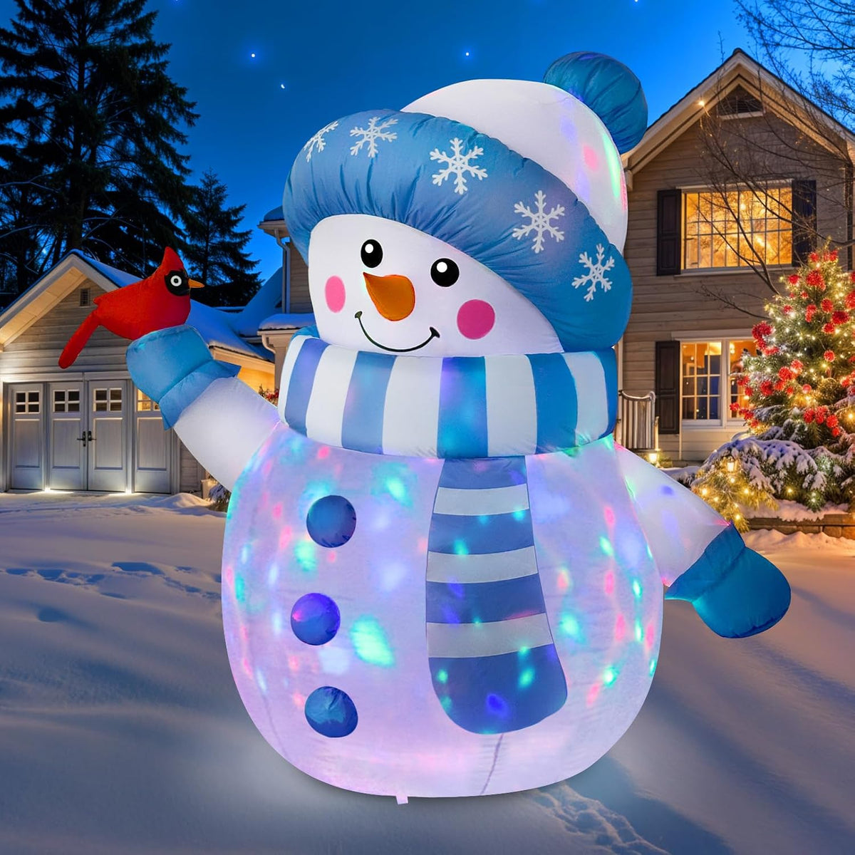 ourwarm 5ft christmas inflatable outdoor decoration, inflatable snowman, main product view
