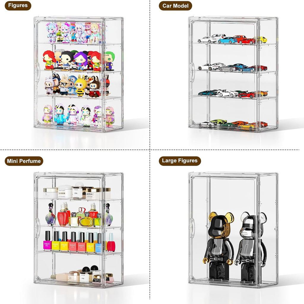 clear 4 tiers acrylic display case for figures, package contents