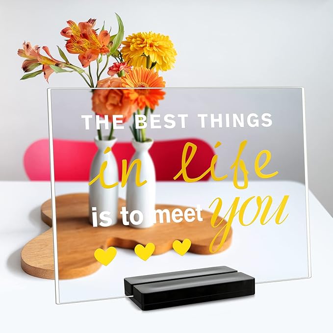 Acrylic Sign Stand Card Holder, 10 PCS Place Sign Holders with Card Slot, Stands for Acrylic Signs, Table Numbers Display Stands for Meeting/Menu/Table Numbers (Black)