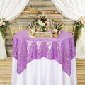 ShinyBeauty Sequin Tablecloth Square 54x54-Inch Lavender Table Cloths for Round Tables Light Purple Sequins Fabric Tablecloths Overlay Glitter Linen for Party Small Square Table Cloth Wedding