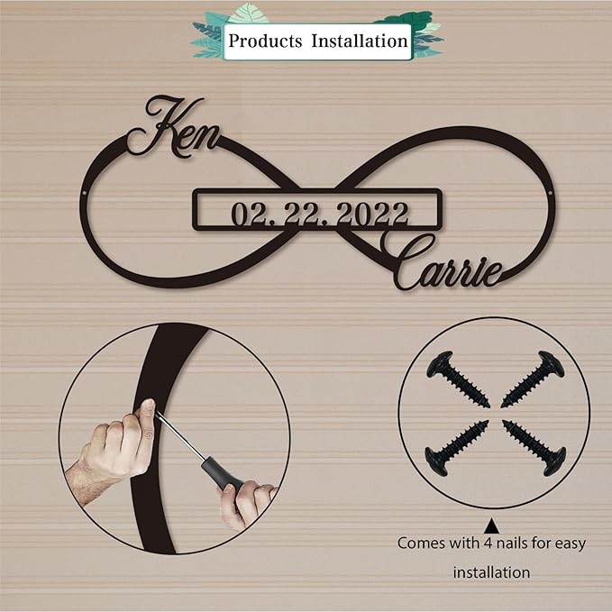 Personalized Infinity Symbol, Metal Love Sign, Love Sign Infinity Heart Sign Metal Wall Decor, Metal Wall Art Decor, Valentine'S Day Gift For Her, Personalized Anniversary Wedding Gift For Couple
