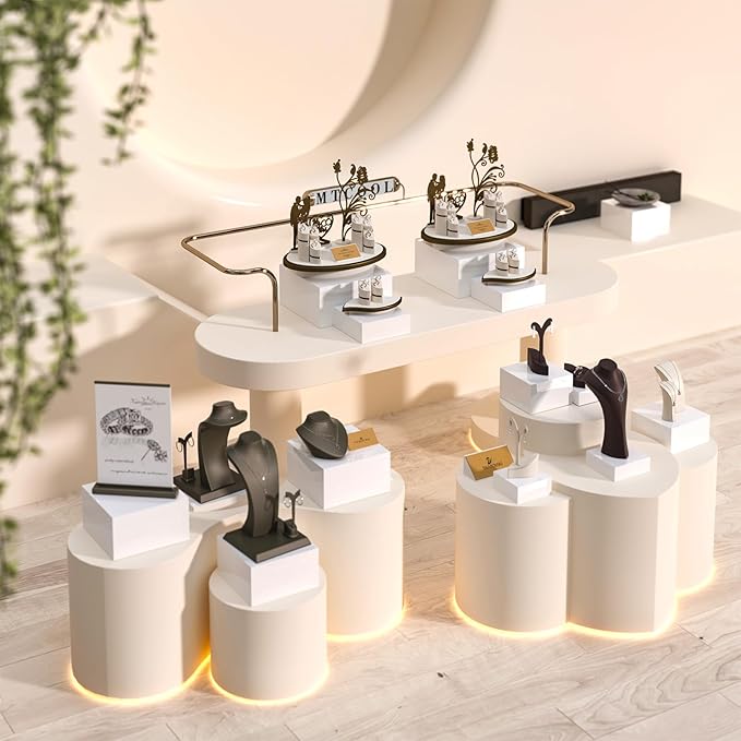 Buffet Risers, Food Display Risers for Party, White Acrylic Risers Display Stand for Buffet Table, Catering Displays for Dessert, Cube Box Nesting Riser with Hollow Bottoms (6"x7"x8" 3PCS)