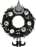 26" halloween wreath for front door with hat, main product view