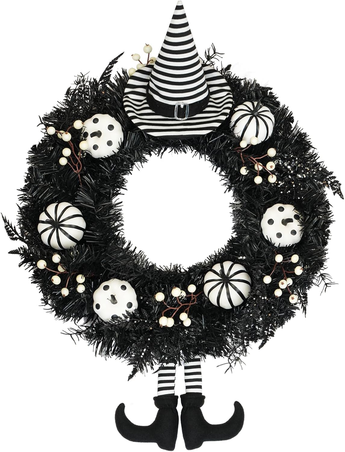 26" halloween wreath for front door with hat, main product view