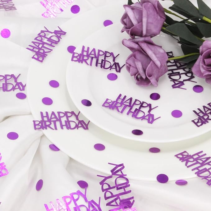Birthday Confetti - Purple Happy Birthday Decorations, 270 Pcs