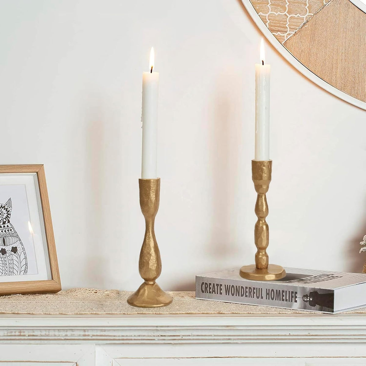 Antique Brass Handcrafted Iron Taper Candle Holders