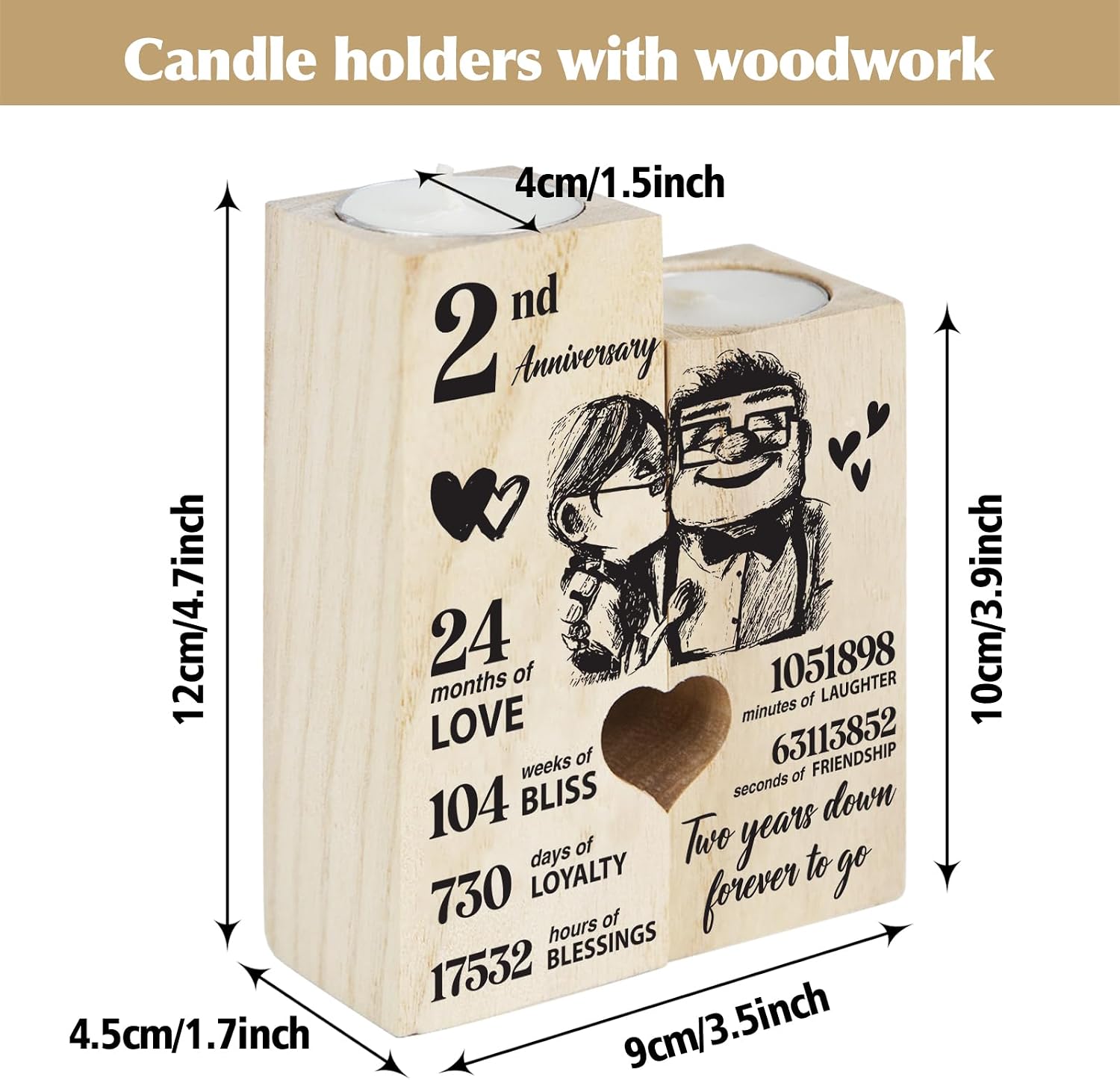 2nd Anniversary Wedding Gifts for Wife Girlfriend, Couples Gift Candlestick, Cotton 2nd Wedding Anniversary for Husband Boyfriend, Presents Gifts for Her Him