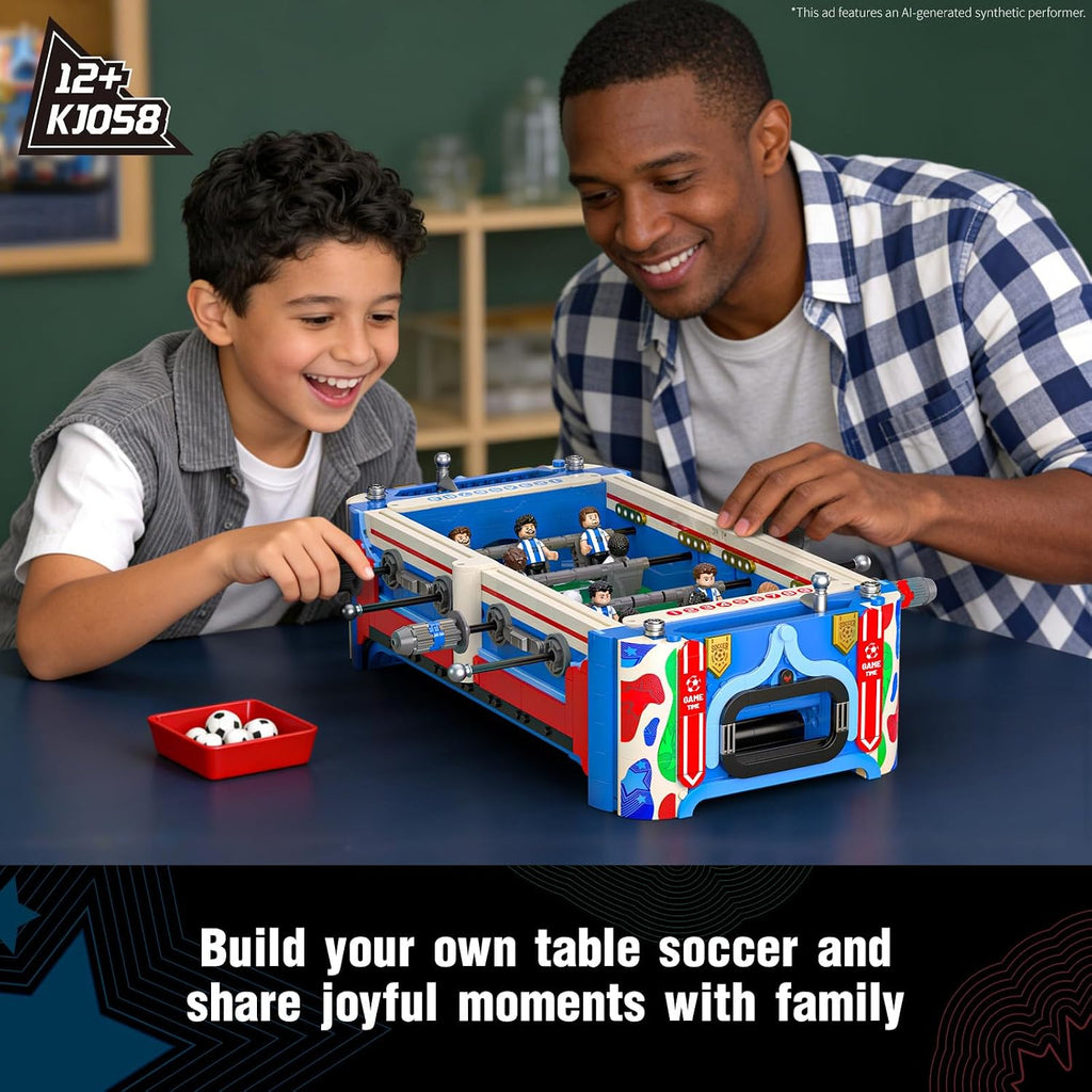 soccer mini foosball table game building block set, package contents
