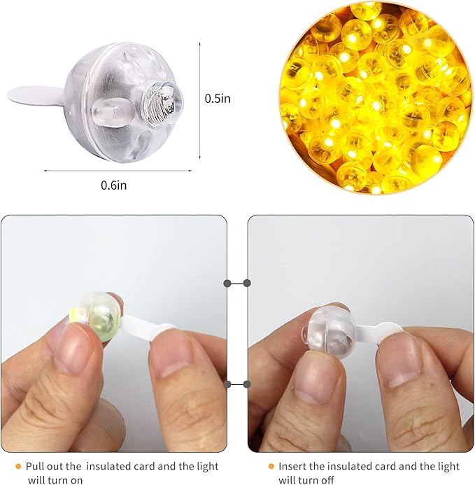 Aogist 100pcs Yellow Balloon Light,Long Standby Time Waterproof Mini Ball Light,Round LED Flash Lamp for Paper Lantern Balloon Party,Wedding,Birthday,Festival,New Year and Christmas Decorative