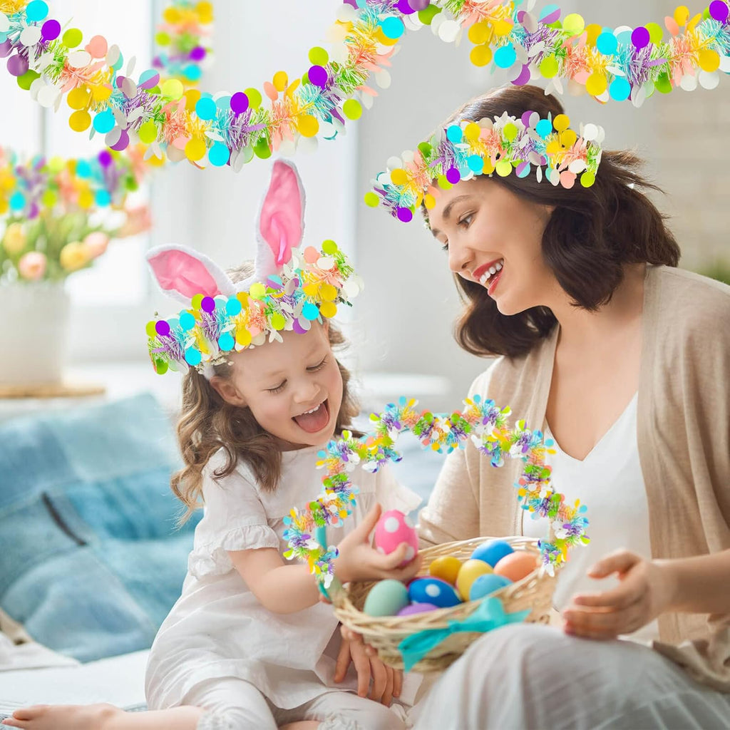 6 PCS Easter Tinsel Garland, 39.4 ft Egg Tinsel Garlands Colorful Fringe Easter Hanging Garland Decorations for for Easter Party Wedding New Years Home Indoor Outdoor Decor