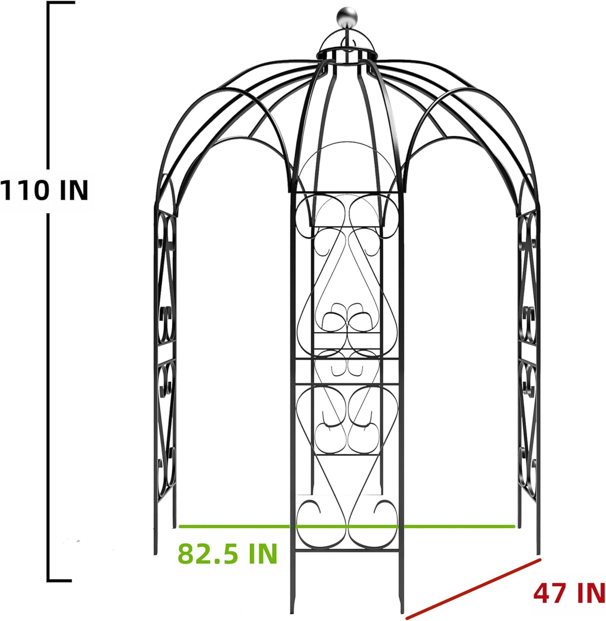 OUTOUR Versatile Oversized 9FT Iron Garden Gazebo Arbour Arbor