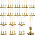 48 Pack Brass Gold Taper Candle Holders Set - Vintage Metal Candlestick Holders Set Candle Holder for Table Centerpiece, Wedding Reception, Festive Christmas Mantel Decoration or Home Decor Gold