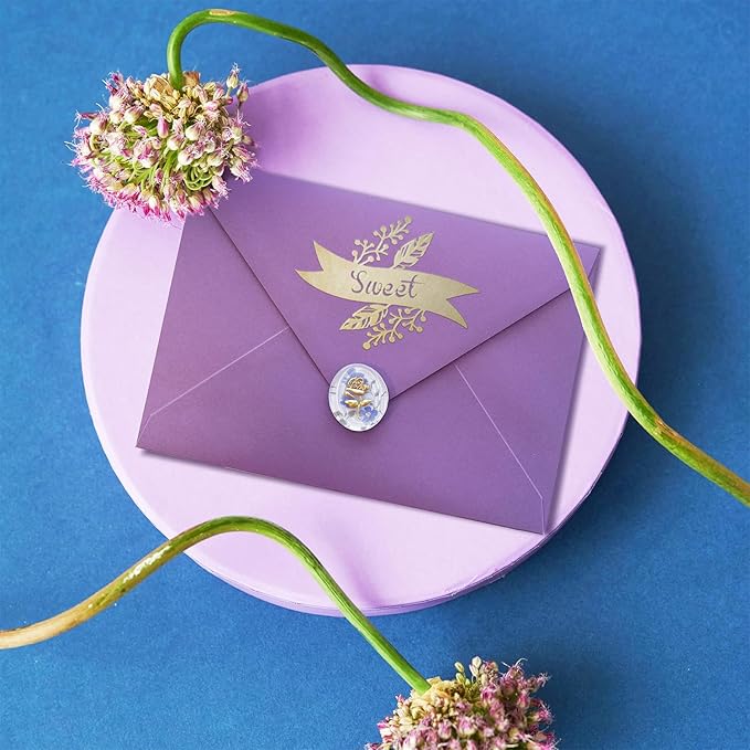 50 Pack 5x7 Envelopes Letter Size, Purple A7 Envelopes Self Seal for Wedding Invitation, Envelope 5.4x7.6 for Greeting Cards, Photos, Baby Shower, Graduation, Thank You Cards, Announcements