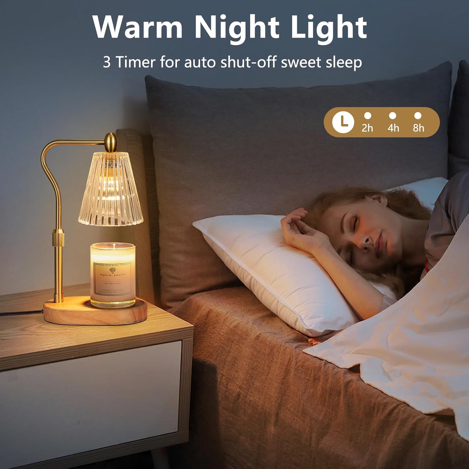 Engpure Candle Warmer Lamp - Candle Warmer Lamp with Timer and Dimmer Adjustable Height,Electric Wax Melt Warmer with 2 Bulbs for Scented Jar Candles Home Decor Mother's Day Gifts, Amber