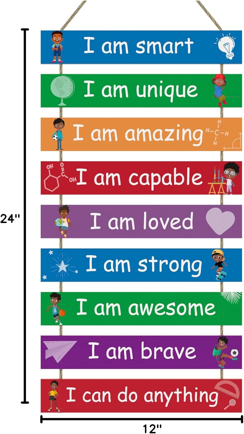 Kids Room Decor, Set of 9 Pieces Boys Room Wall Art, Motivational Wall Decor Wall Hanging Plaque for Kids Bedroom Playroom Bathroom Decorations