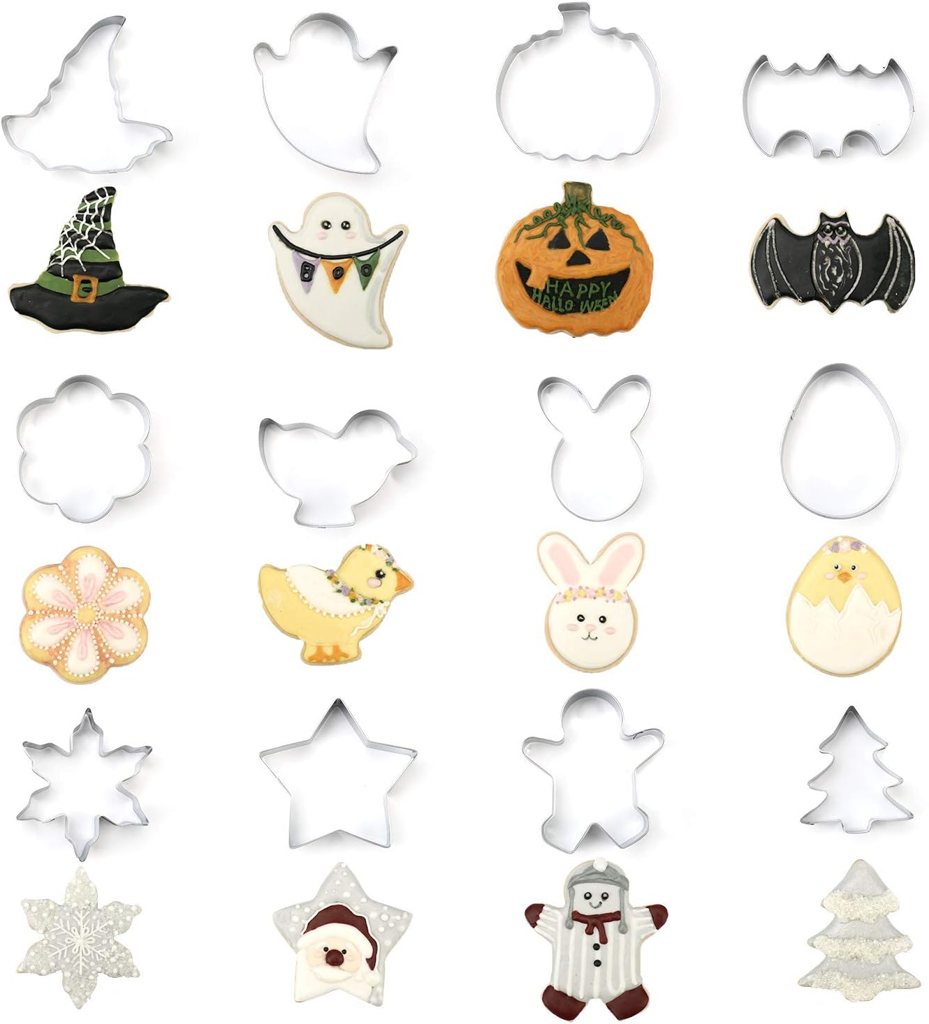 Kasmoire 188pcs Cookie Decorating Supplies Kit(ALL-IN-ONE),with 12pcs holiday cookie cutter,Mixing Tools,Piping Tools,Decorating Tools and 100pcs Cookies Bags for Beginners and Decorator