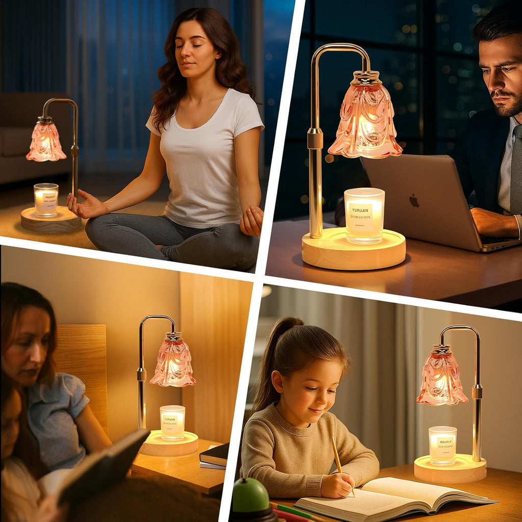 Droyek Candle Warmer Lamp with Timer Electric Adjustable Height Candle Warmer Dimmable Wax Warmer Lamp Jar Candles with 2 Bulbs for Home Decor & Office