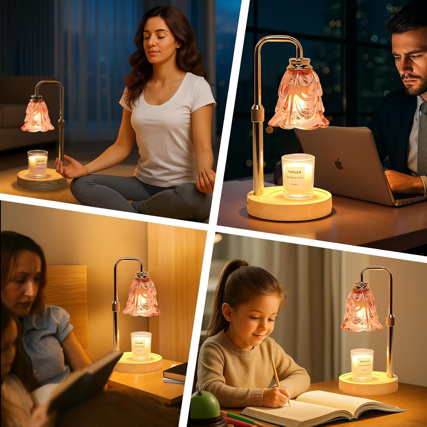 Droyek Candle Warmer Lamp with Timer Electric Adjustable Height Candle Warmer Dimmable Wax Warmer Lamp Jar Candles with 2 Bulbs for Home Decor & Office
