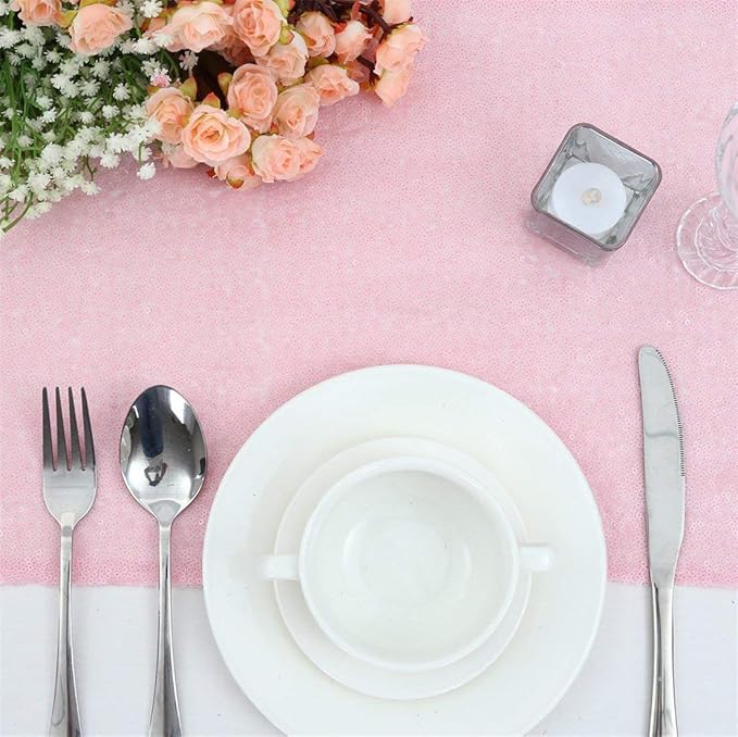 Pink Table Runner 10 Packs 12x72 Inches Sequin Glitter Table Runners for Party Bridal Baby Shower Event Party Wedding Table Decor
