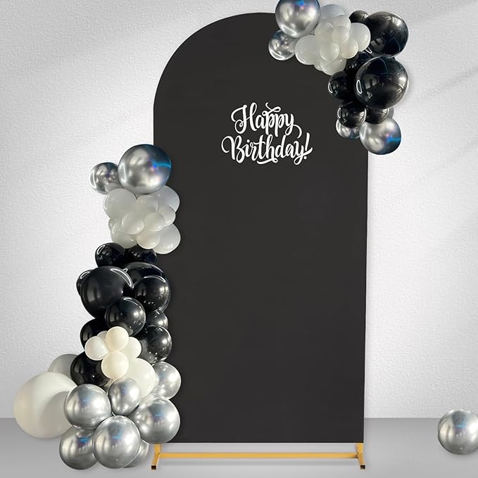 Black Arch Backdrop Cover 2.2ft x 5ft Fitted Spandex Arch Cover Balloon Arch Backdrop Fabric for Wedding Party Stage Decoations