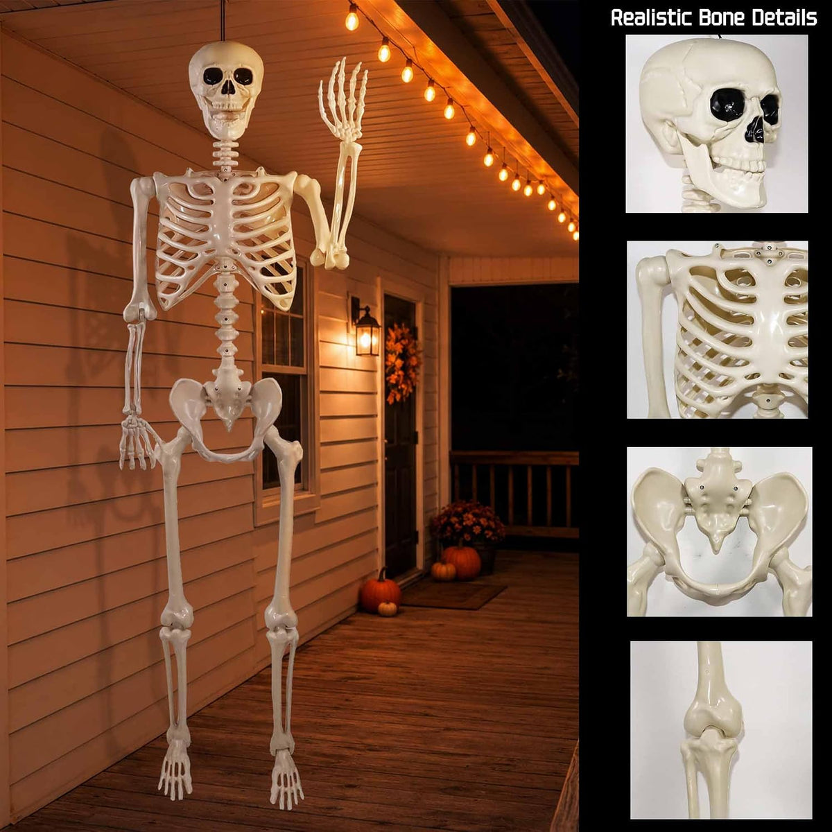 Znorso 5.4ft Halloween Skeleton - Halloween Posable Life Size Skeleton Huma F...