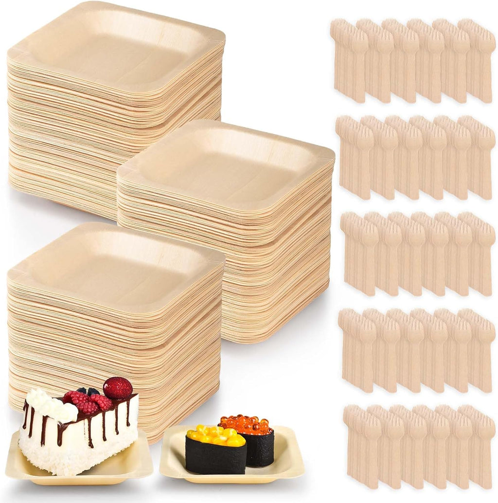 conli 300 pcs square disposable wood bowls bamboo, main product view