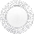 Antique Charger Plates Set, 100 Pcs 13in Plastic Embossed Dinner Plate, Round Phoenix Pattern Elegant Floral Plates for Dinner Wedding Party Event Table Setting Decoration (Silver)