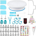ANSLYQA Cake Decorating Kit, 193 Pcs Baking Tools | Cake Turntable, Leveler, 24 Numbered Icing Tips, 2 Spatulas, 3 Scrapers, 50 Pastry Bags, 50 Cupcake Liners & More, (Blue)