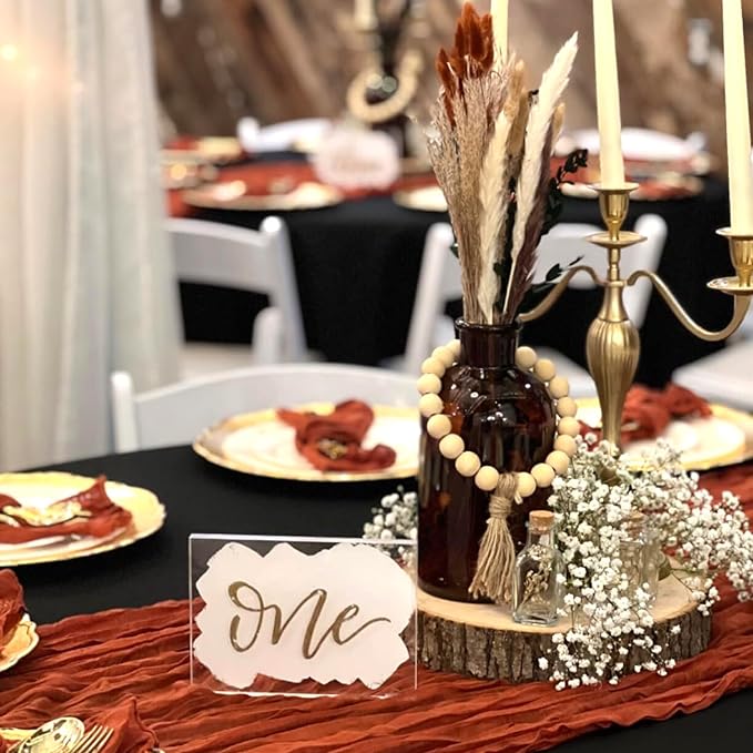 6 Pack Fall Table Runner Terracotta Cheesecloth Table Runner 10ft, Rustic Sheer Burnt Orange Gauze Cheese Cloth for Boho Wedding Decor Baby Shower Thanksgiving Table Decor