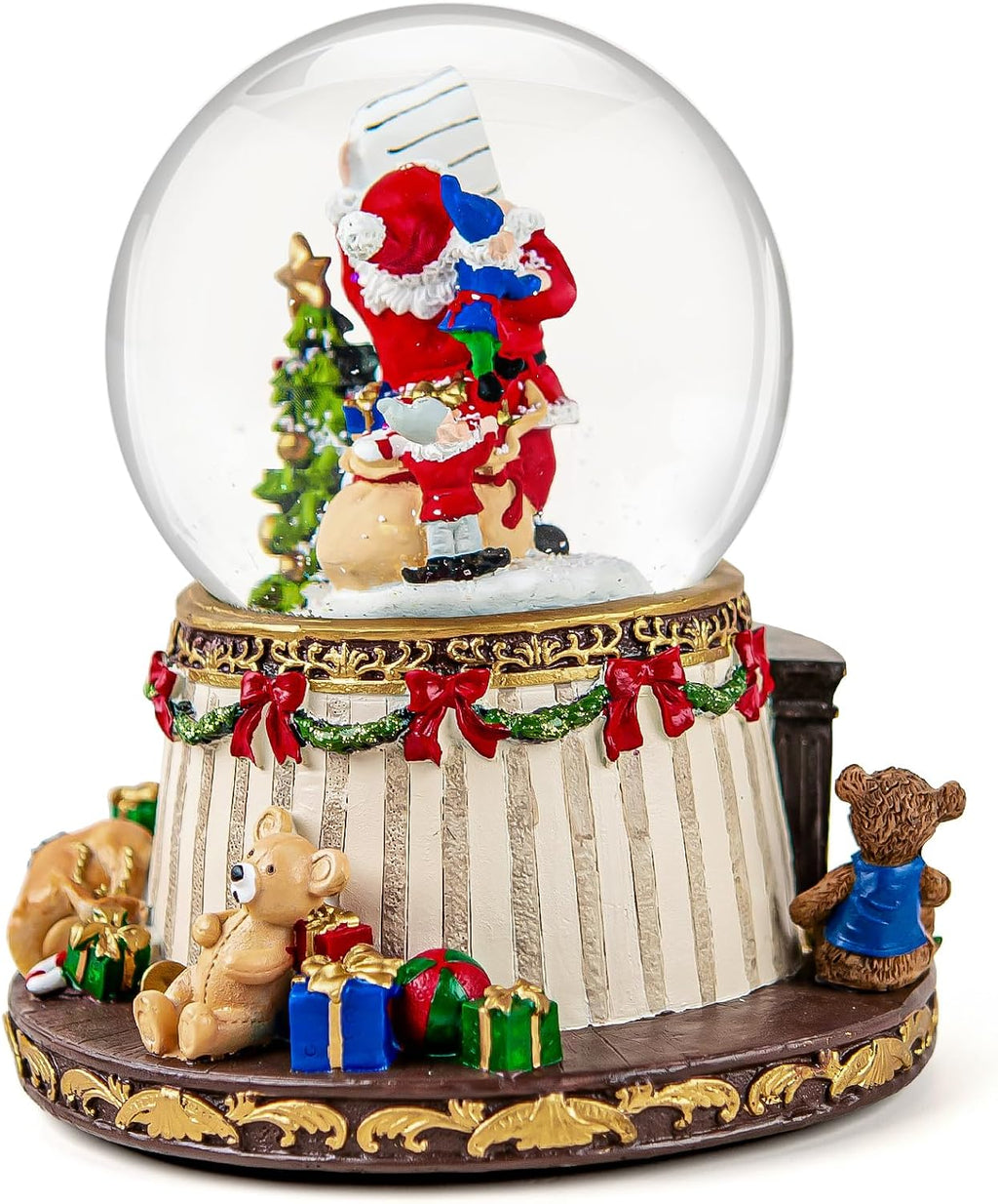 Santa Claus Fireplace Musical Snow Globe,Automatic Snowfall & Fireplace Flame Music Box,Christmas Home Decoration,Ideal Gifts for Family, Girlfriend, Friends,Plays 8 Classic Christmas Tunes