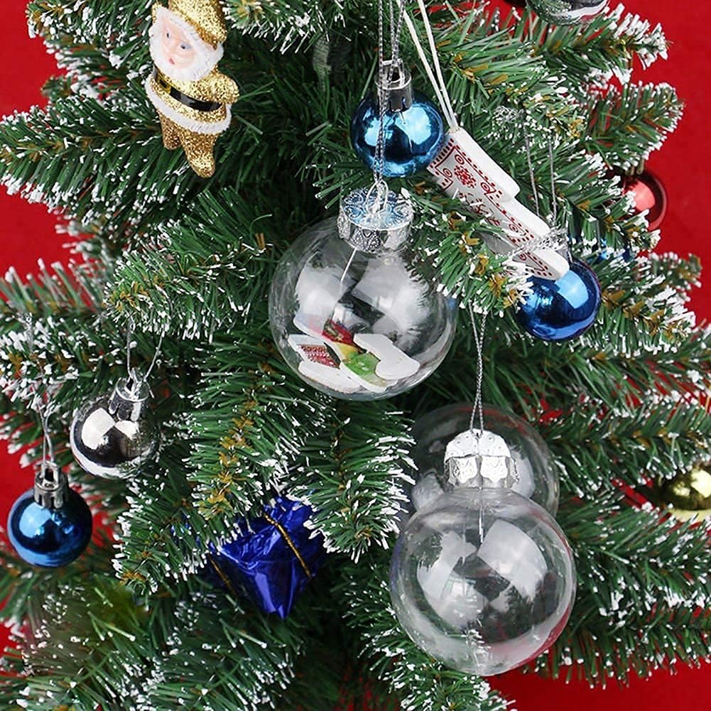 20 Pcs Clear Plastic Fillable Ornament Balls, Removable Top Clear Hanging Ornaments Ball, DIY Plastic Ornaments Round Balls, Perfect for Decoration On Christmas Trees, Wedding, Party (60 mm)