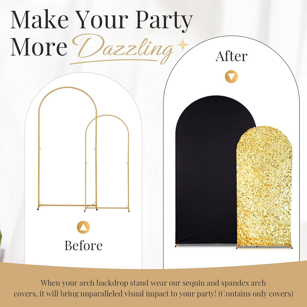 saitimade set of 2 black and gold sequin on a desk or shelf