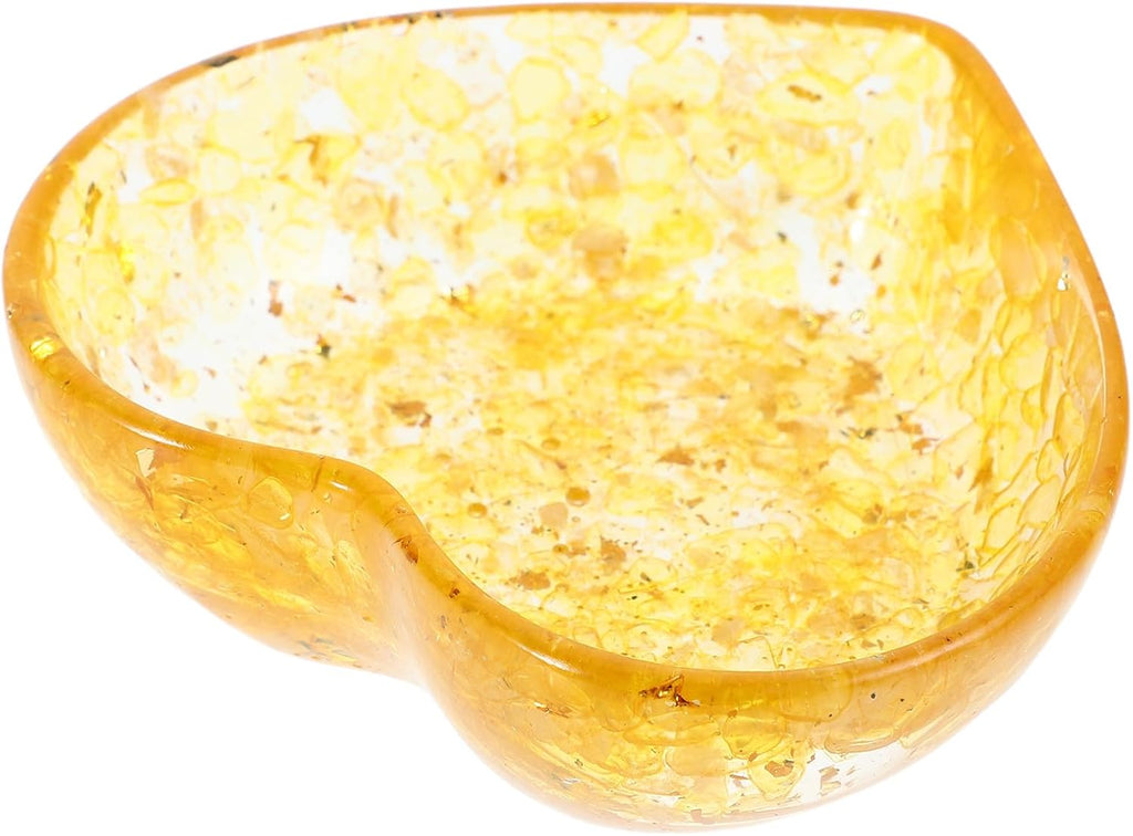SHINEOFI Heart Shaped Resin Candle Holder Natural Crystal Accent, Handpolished Sturdy Candle Cup for Office and Home Decor, Unique Romantic Decorative Bowl for Living Room and Bedroom