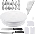 69PCS Cake Decorating Kit with Turntable, 12 Piping Tips, 50 Piping Bags, 3 Cake Scrapers & 2 Spatulas, Complete Cake Decorating Set and Baking Supplies for Beginners, Home Bakers