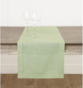 Solino Home Linen Table Runner 60 Inches - 100% Pure Linen Sage Green Hemstitch Table Runner 14 x 60 Inch Ideal for Dresser and Coffee Tables - Fall, Thanksgiving, Christmas - Classic Hemstitch