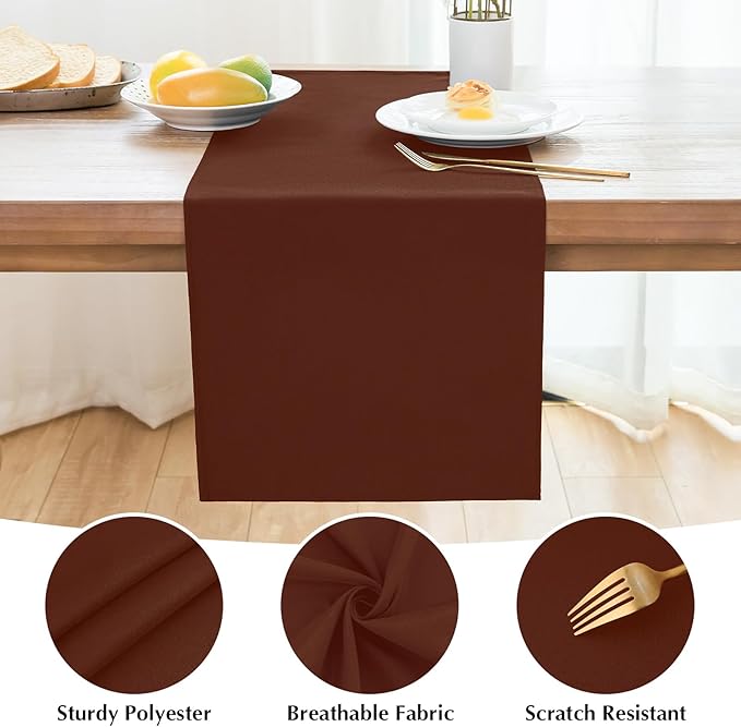 2 Pack Chocolate Table Runner 12 x 72 Inch Solid Color Farmhouse Runners Coffee Table Dresser for Daily Party Home Decoration