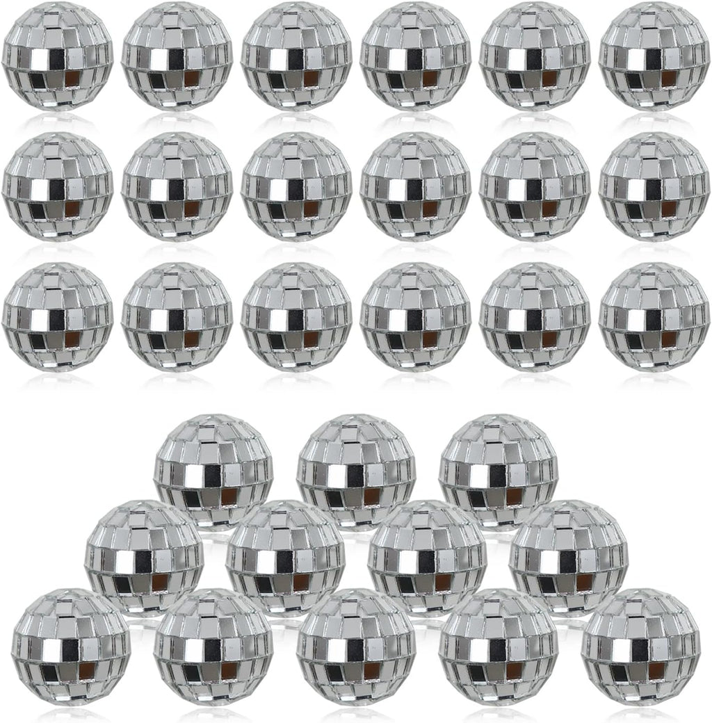 30Pcs Small Mirror Disco Ball 3cm 1.18in Diameter, Christmas Ball Ornaments, Cake Party Stage Decoration Ball, Disco Mirror Reflective Ball (Silver)