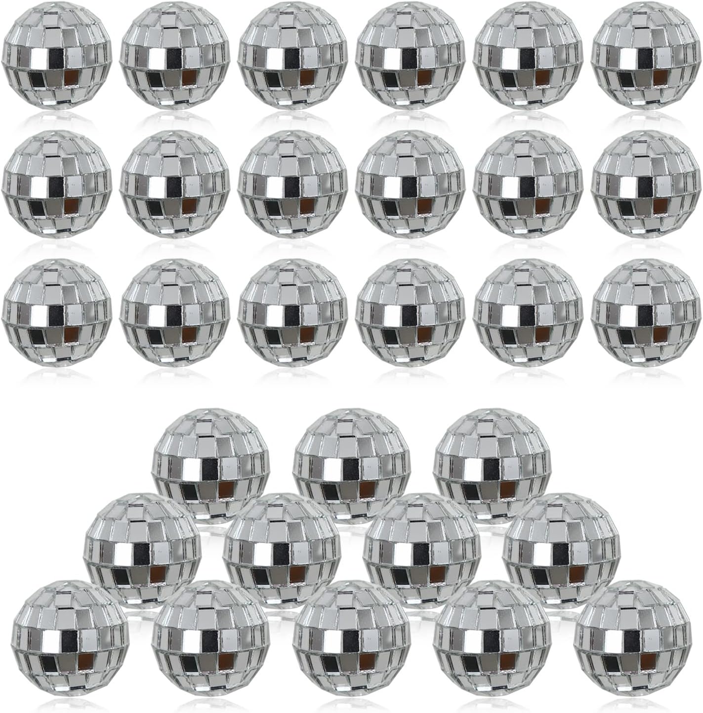 30Pcs Small Mirror Disco Ball 3cm 1.18in Diameter, Christmas Ball Ornaments, Cake Party Stage Decoration Ball, Disco Mirror Reflective Ball (Silver)