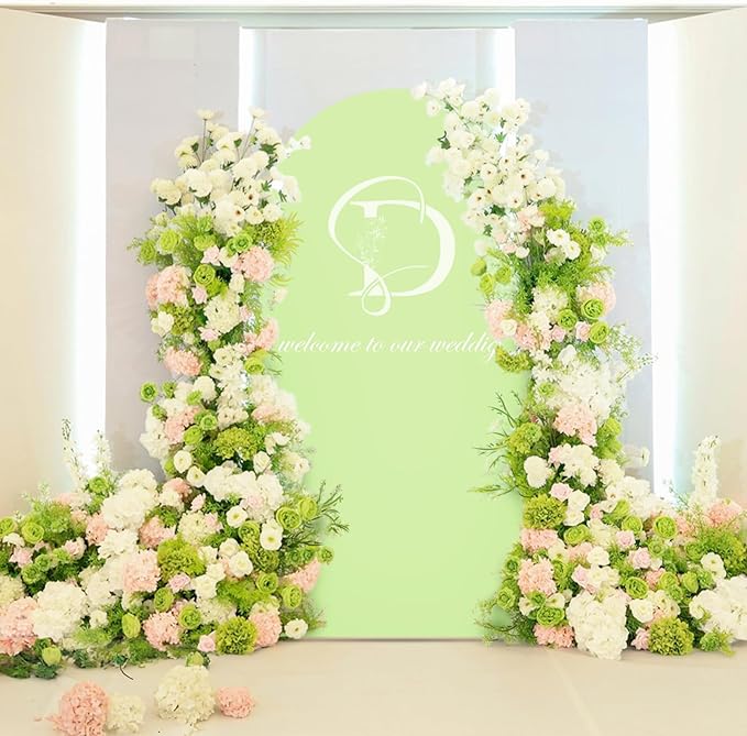 LEBENGURU Upgraded 6FT Wedding Arch Cover, Green Spandex Fitted Arch Backdrop Cover, Round Top Chiara Stand Covers for Birthday Party Baby Shower Banquet Balloon Décor