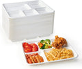 ECOLipak 100% Compostable 5 Compartment Plates, 125 Pack Disposable Paper Plates, Heavy-Duty Biodegradable Sugarcane Plates, Eco-Friendly School Lunch Trays