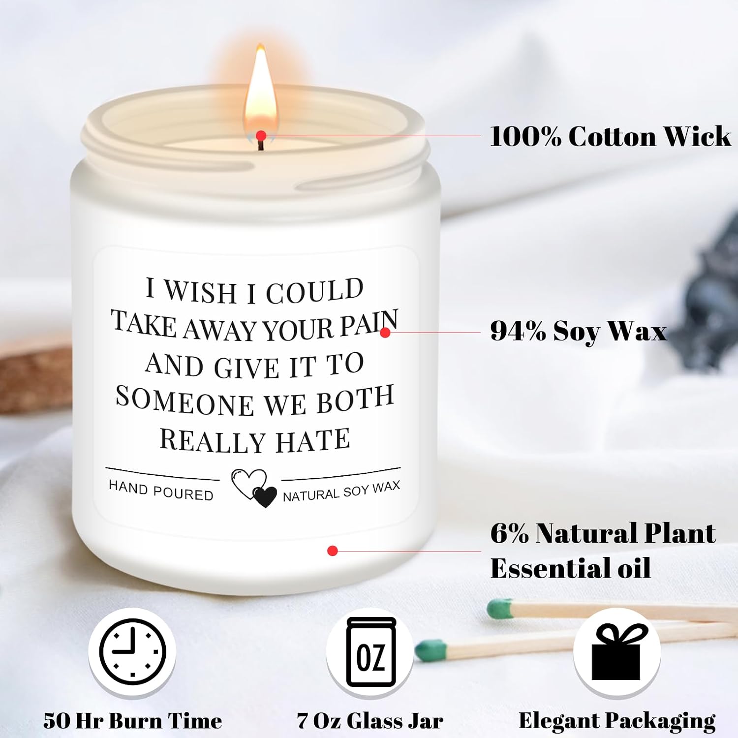 Homsolver Get Well Soon Gifts for Women, After Surgery Gifts, Feel Better, Cheer Up,Cancer,Get Well, Grieving Gift for Women, Friend, Family, Coworker, Wish Scented Candle